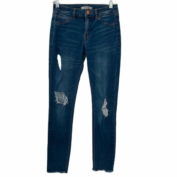Refuge Jeans Distressed Womens Raw Hem Blue Size 0 - Picture 1 of 6